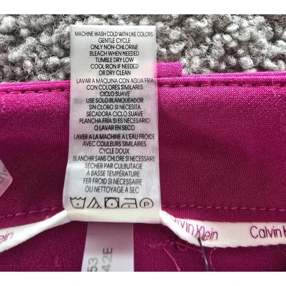 Calvin Klein Petite Luxe Highline Pants Women's 12P Mulberry Hook & Bar Closure - Picture 15 of 15